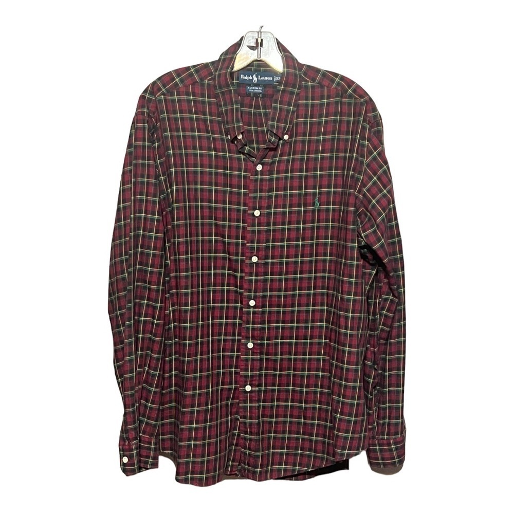 Ralph Lauren Plaid Custom Fit Button-Down Dress Shirt XL Long Sleeve Old Money